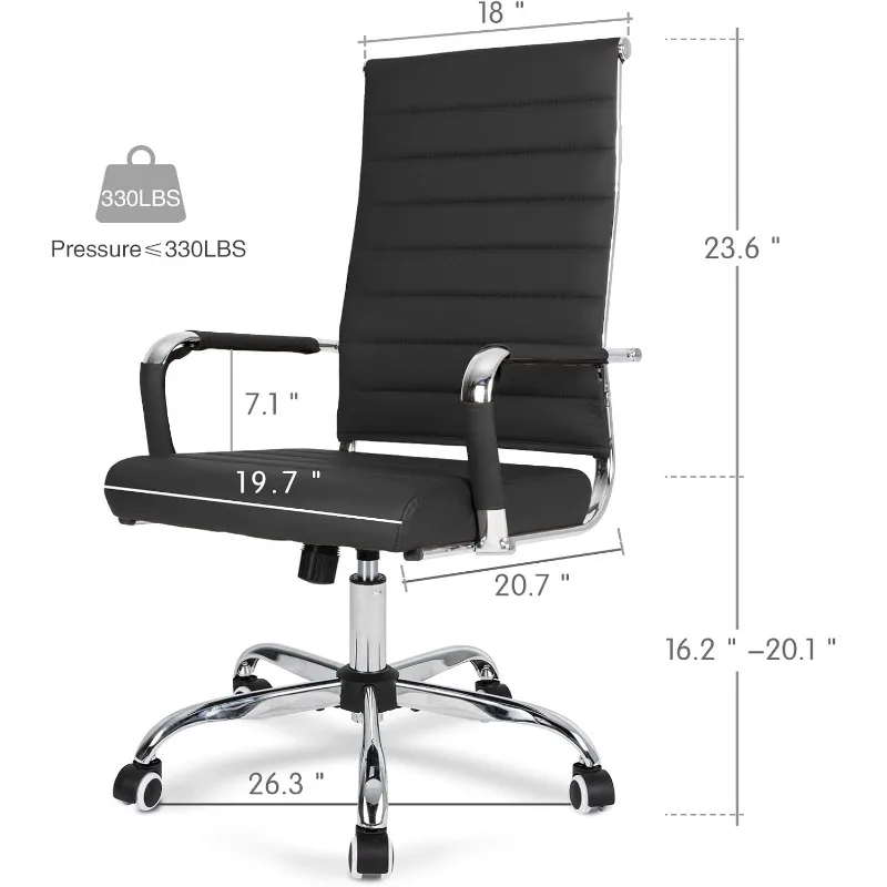 Home Office Chair Ribbed, Modern Leather Conference Room Chairs, Ergonomic Office Desk Chair, High Back Executive Computer Chair