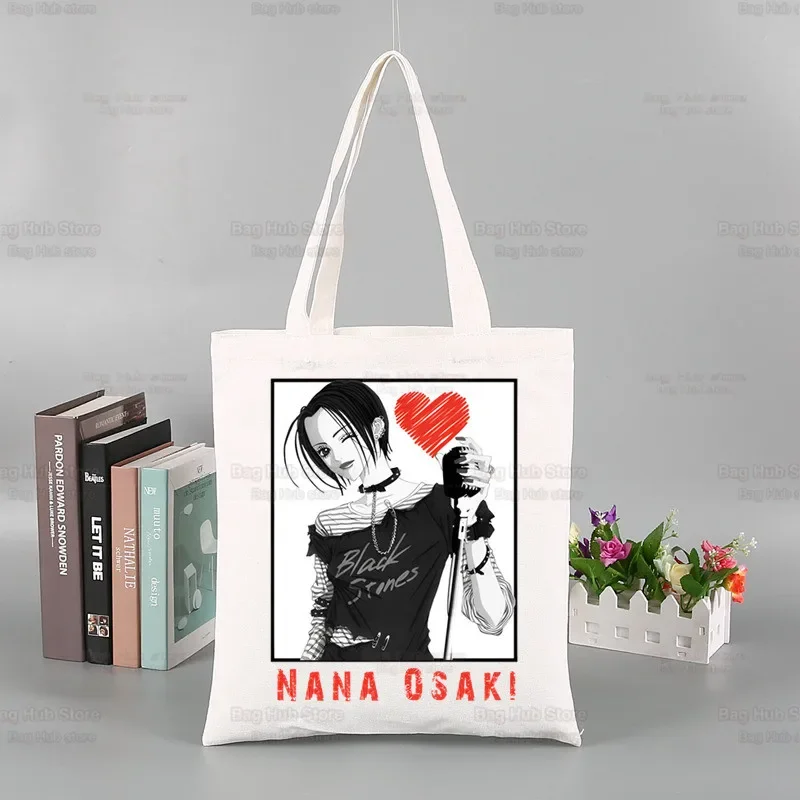 Black Stones NANA Osaki Ren Honjo Handbags Cloth Canvas Tote Bag Shopping Unisex Eco Reusable Shoulder Shopper Bolsas De Tela