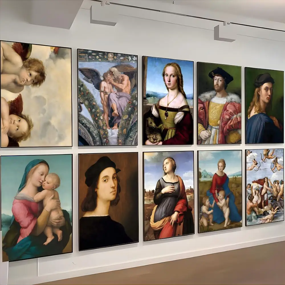 Renaissance Artist Raphael Poster Retro Kraft Paper Sticker DIY Room Bar Cafe Aesthetic Art Wall