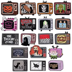 Halloween Horror Television Enamel Pins Punk Gothic Scary Movies Character Metal Brooches Lapel Badge Jewelry Gifts For Friends