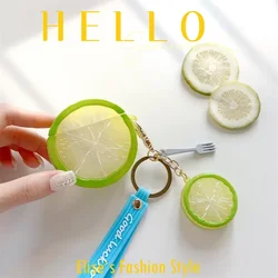 3D Lime Fruit Lemon Earphone Case for Airpods 4 Pro 2 3 Silicone Headphone Earbuds Cover for Airpods Pro Case with Keychain Case