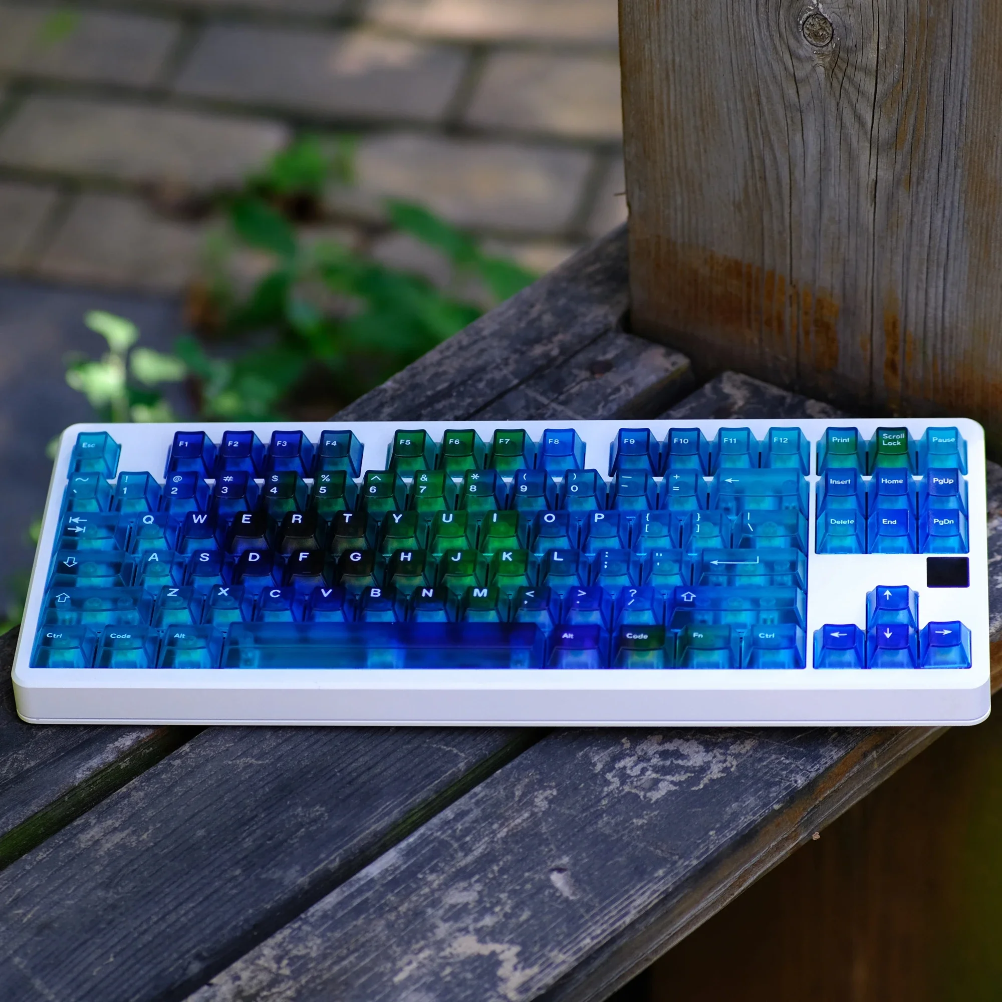 Aifei Fog Translucent Keycaps Gradient 122 Keys Pink Blue Green Color for Mechanical Keyboard Mad 60he 68he Wooting Game PC