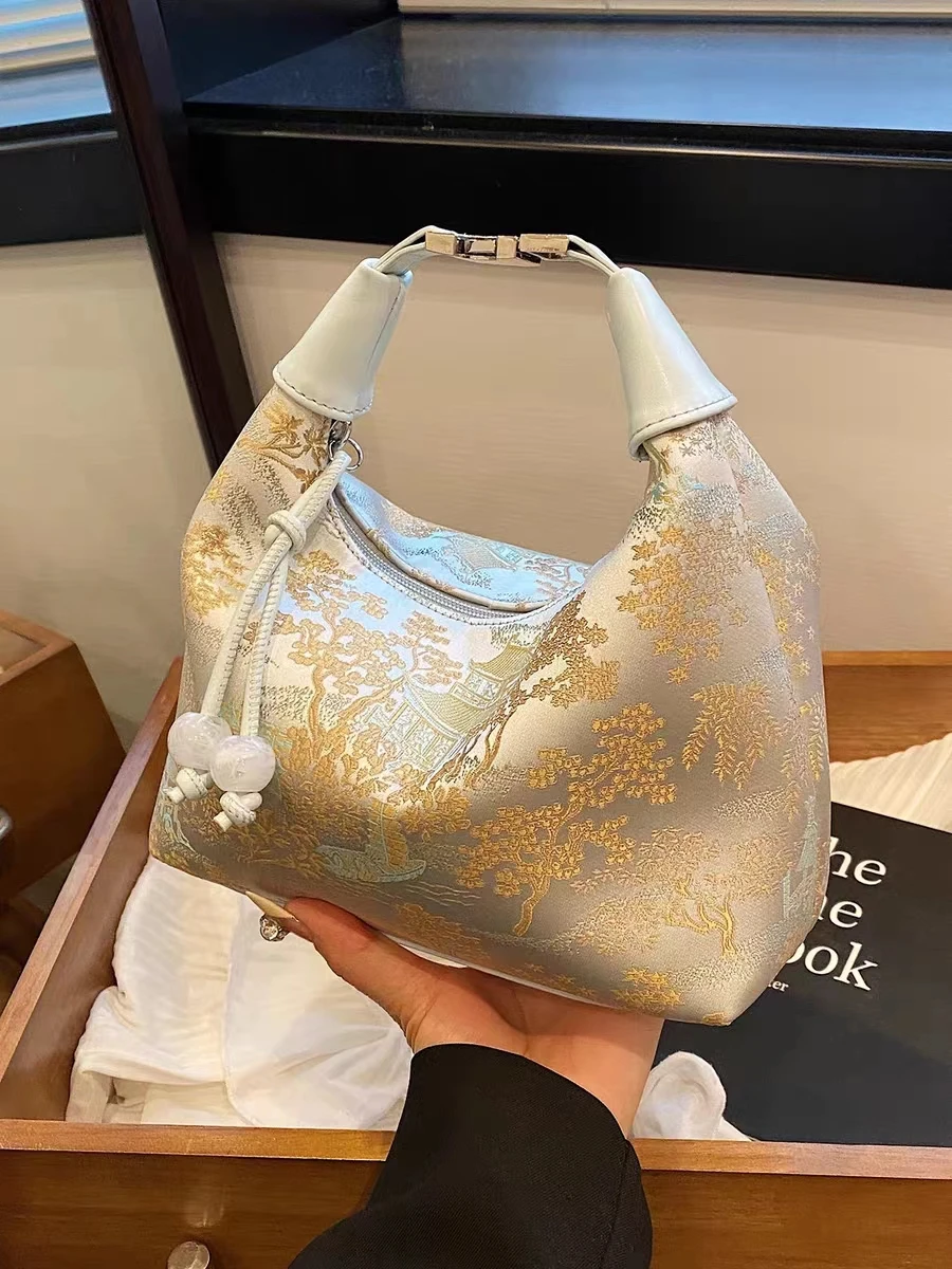 DROZENO Niche embroidery new female Chinese bag 2024 summer single shoulder crossbody bag Chinese style handbag