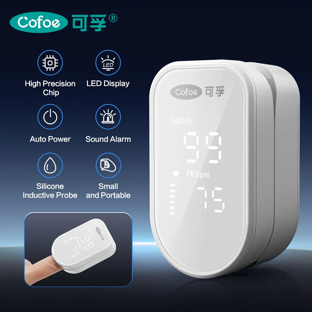 Cofoe Updated Medical Oximeter Strap Lanyard Fingertip Pulse Oximeter Blood Oxygen Saturation Monitor Digital LED Display