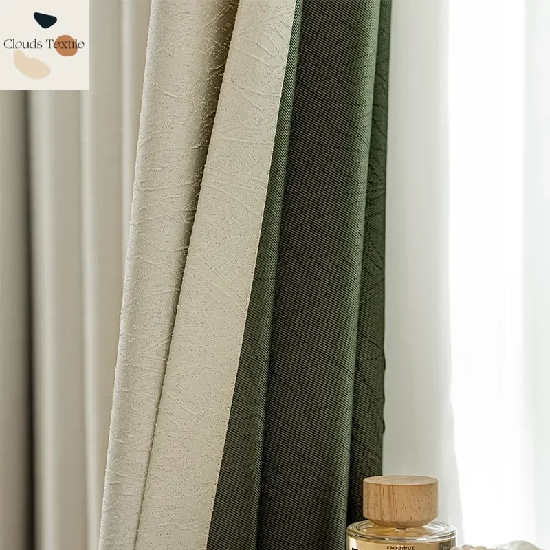 

Custom Size！！ French Tea Color Embossed Jacquard Thickened Elegant Blackout Curtains for Living Dining Room Bedroom DecoWindowr