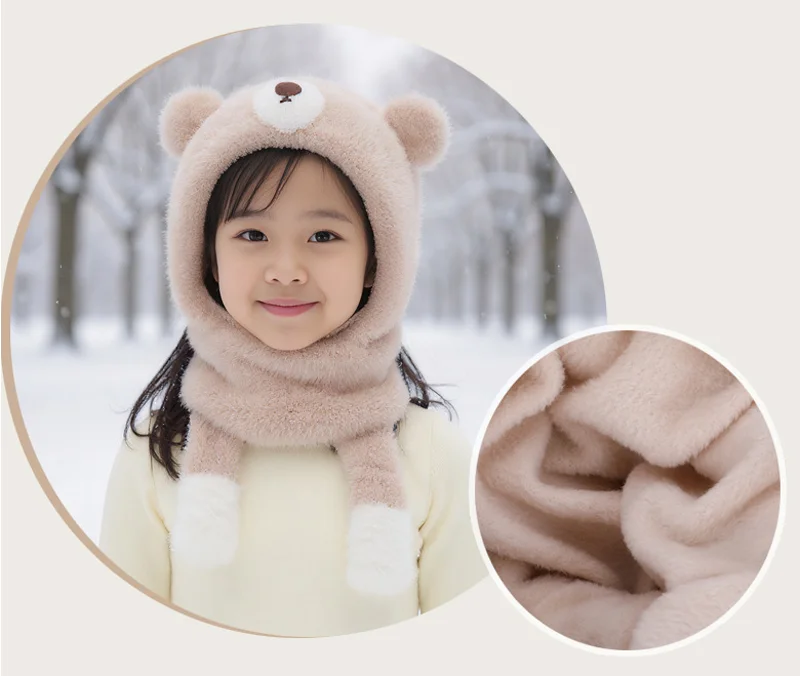 2025 Winter 1pc Neue kinder Balaclava Hut Plüsch Dicke Warme Neck Schal Spielen Im Freien Für Kaltes Wetter winter Warm Halten – Detail 3