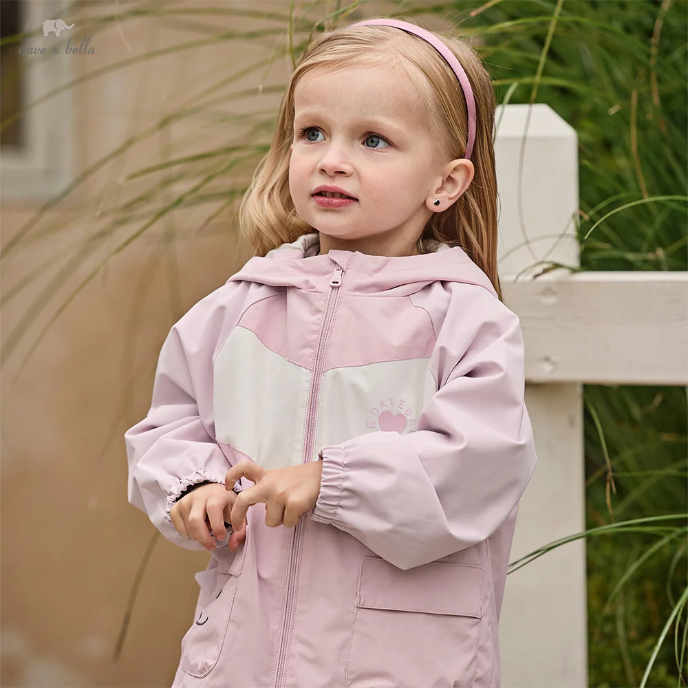 

Dave Bella Children Waterproof Jacket Autumn Spring Baby Fashion Cute Coat Outdoor Outerwear Cozy Hooded Girls Clothes DB1260520