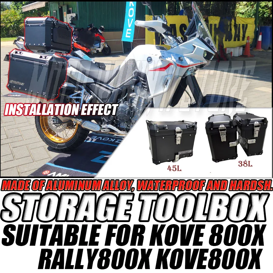 

For KOVE 800X Rally 800X Aluminum Case Top Case Side Luggage Box Panniers Motorcycle Trunk SaddleBag Bracket Tool Storage Box