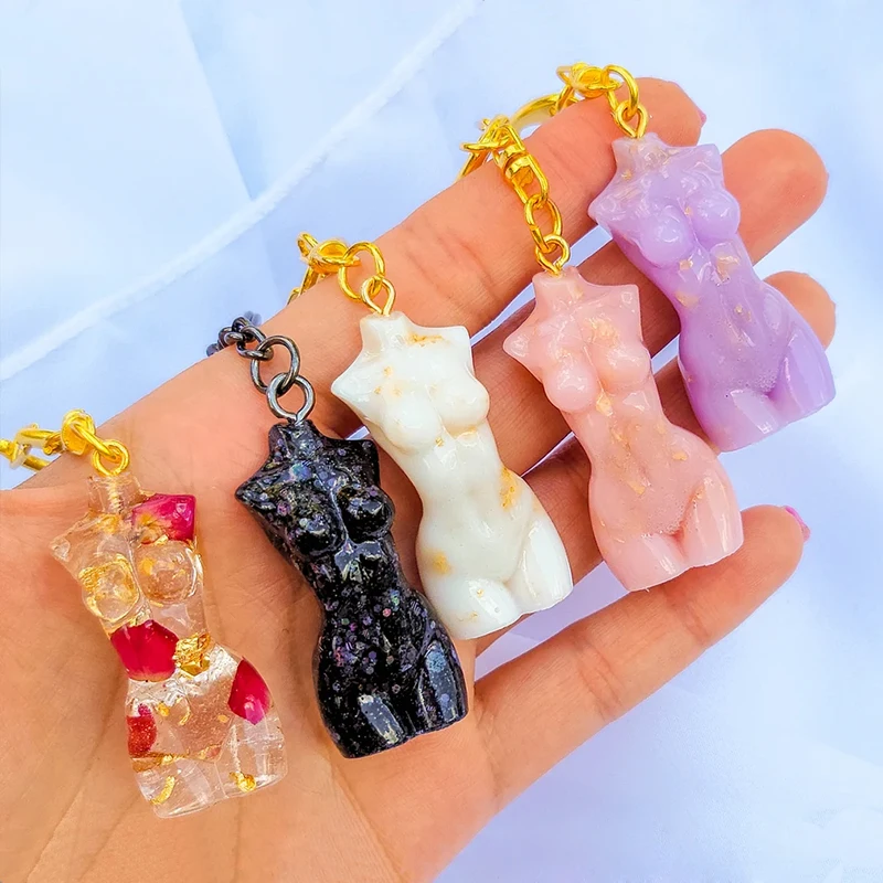 Valentine's Day Gift 3D Mini Body Keychain Mold Ornaments Man Female Pregnant Woman Silicone Epoxy Resin Torso Candle Mould Kit