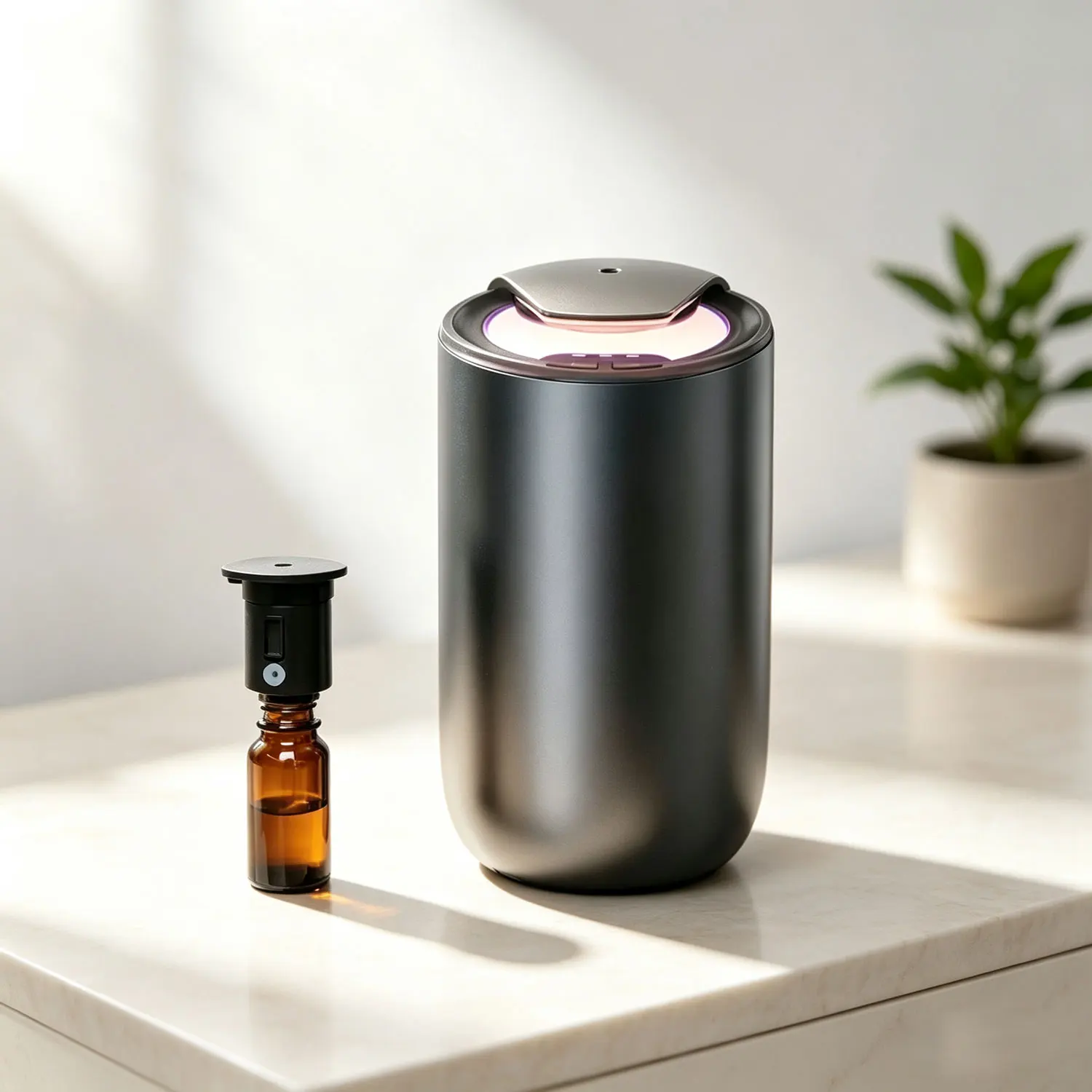 Portable Waterless Fragrance Oil Aroma Diffuser Essential Oil Car Scent Diffuser USB Rechargeable Car Air Freshener with LED