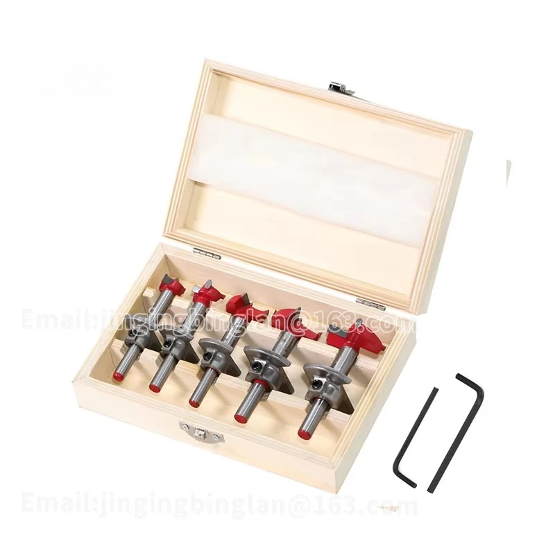 RUOKTOOL 5pcs Adjustable Woodworking Taladro De Ala Plana Wood Cobalt Steel Alloy Foster Bit Set