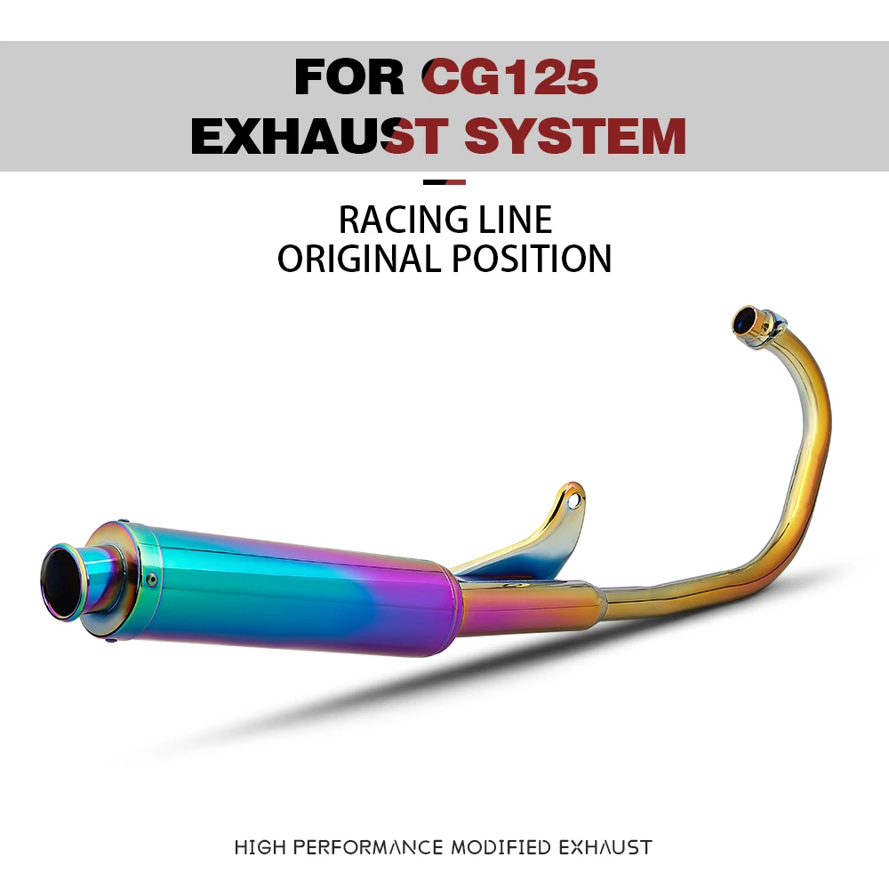 

Для мотоцикла CG125, красочная модификация выхлопных газов, полная система, глушитель выхлопного коллектора с деталями глушителя DB