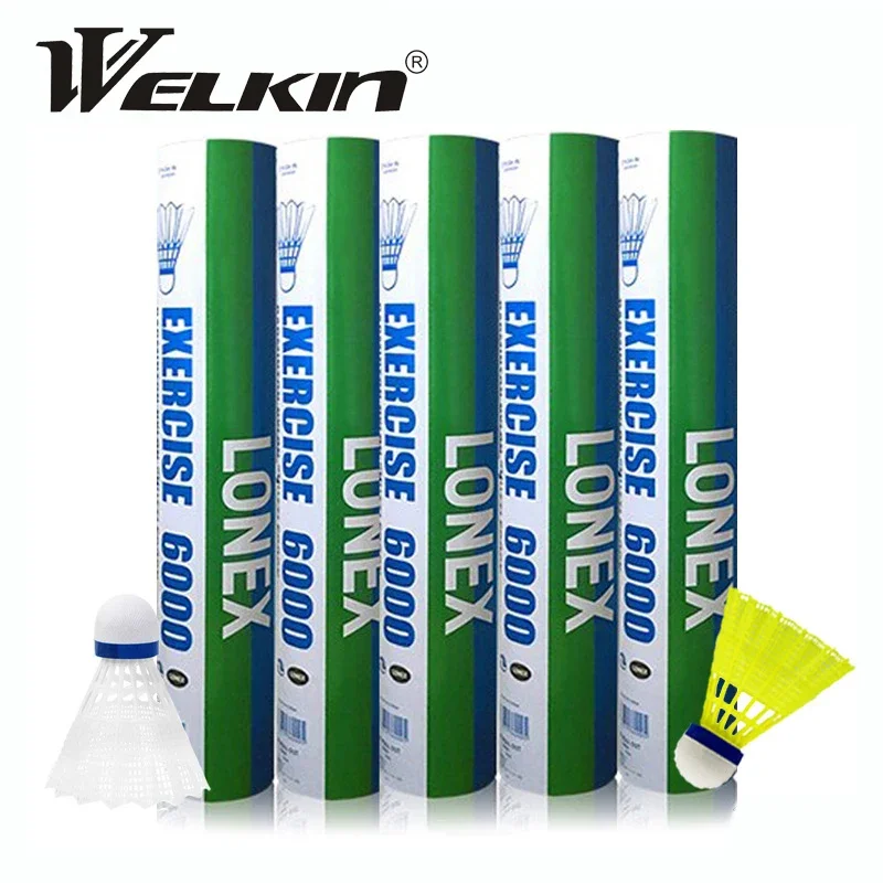 

12 Pcs / Barrel Super Strong Nylon Plastic Badminton Wear-Resistant Fitness Training White Yellow Pink Shuttlecock Optional