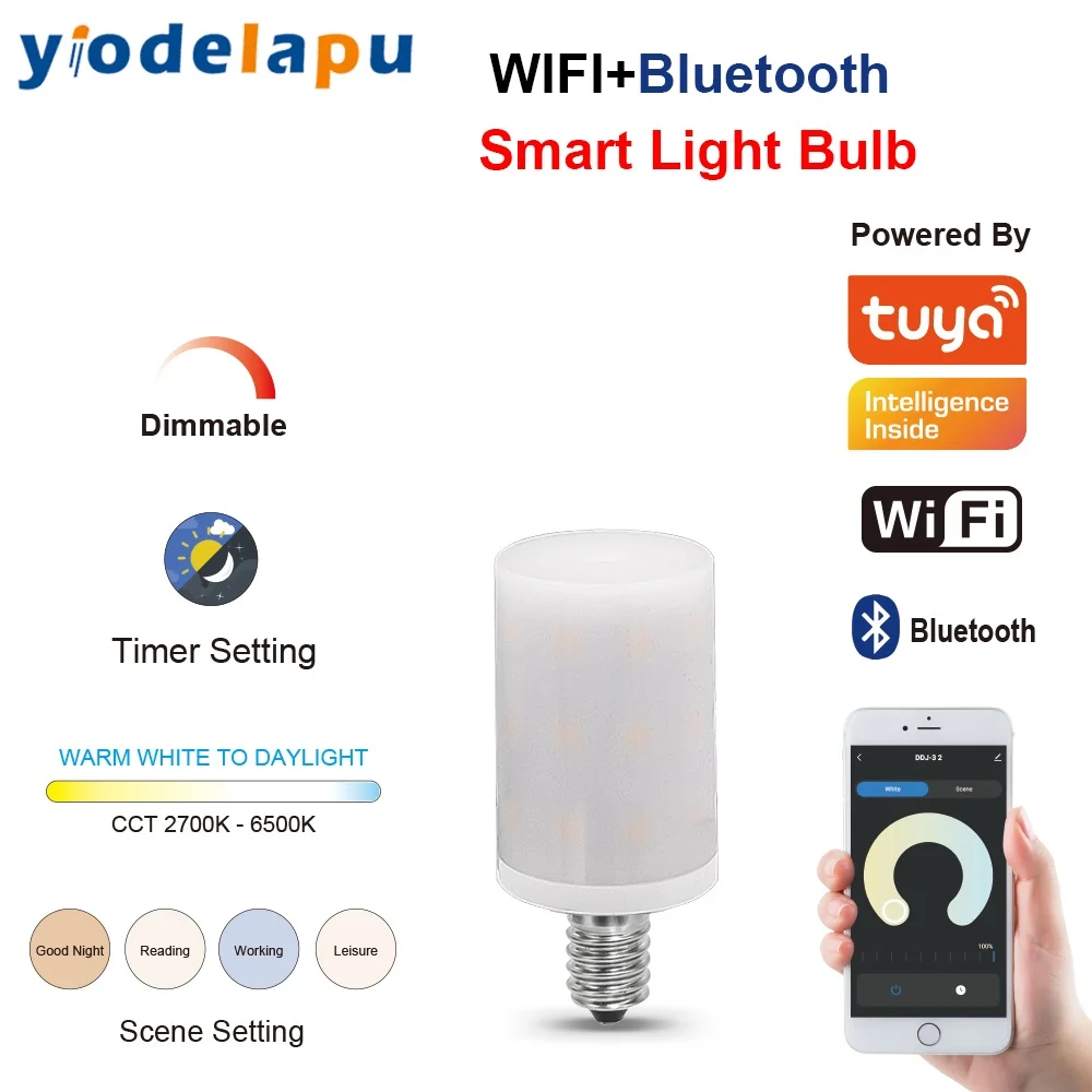 Bombilla LED inteligente Tuya G9, luz regulable de 2700K-6500K, G9, WiFi, 6W, 230V, compatible con Alexa y Google Home, Control por voz, 1 unidad