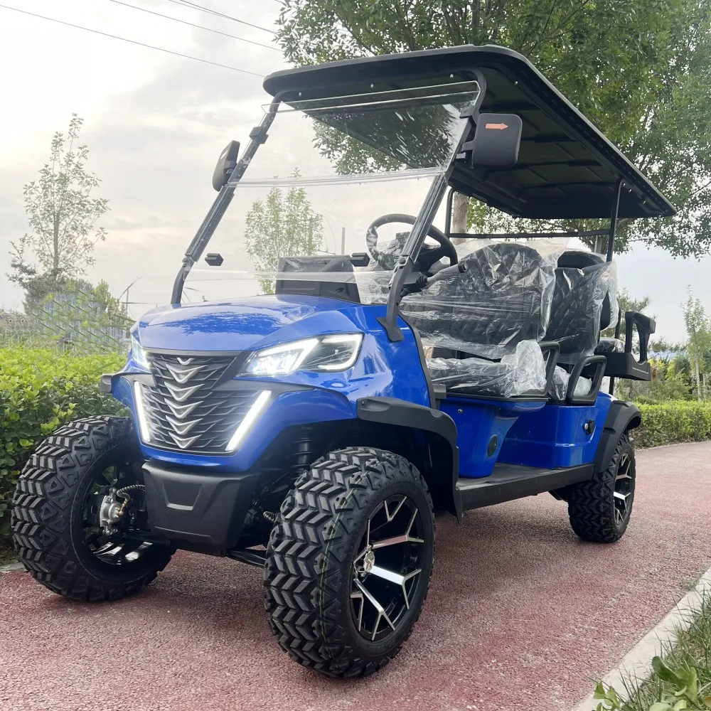 High Quality 4000W 60V Long Range Electric Golf Cart 14 Inch Off-Road Tire Family Electric Gocart 4 Wheel Golf Car