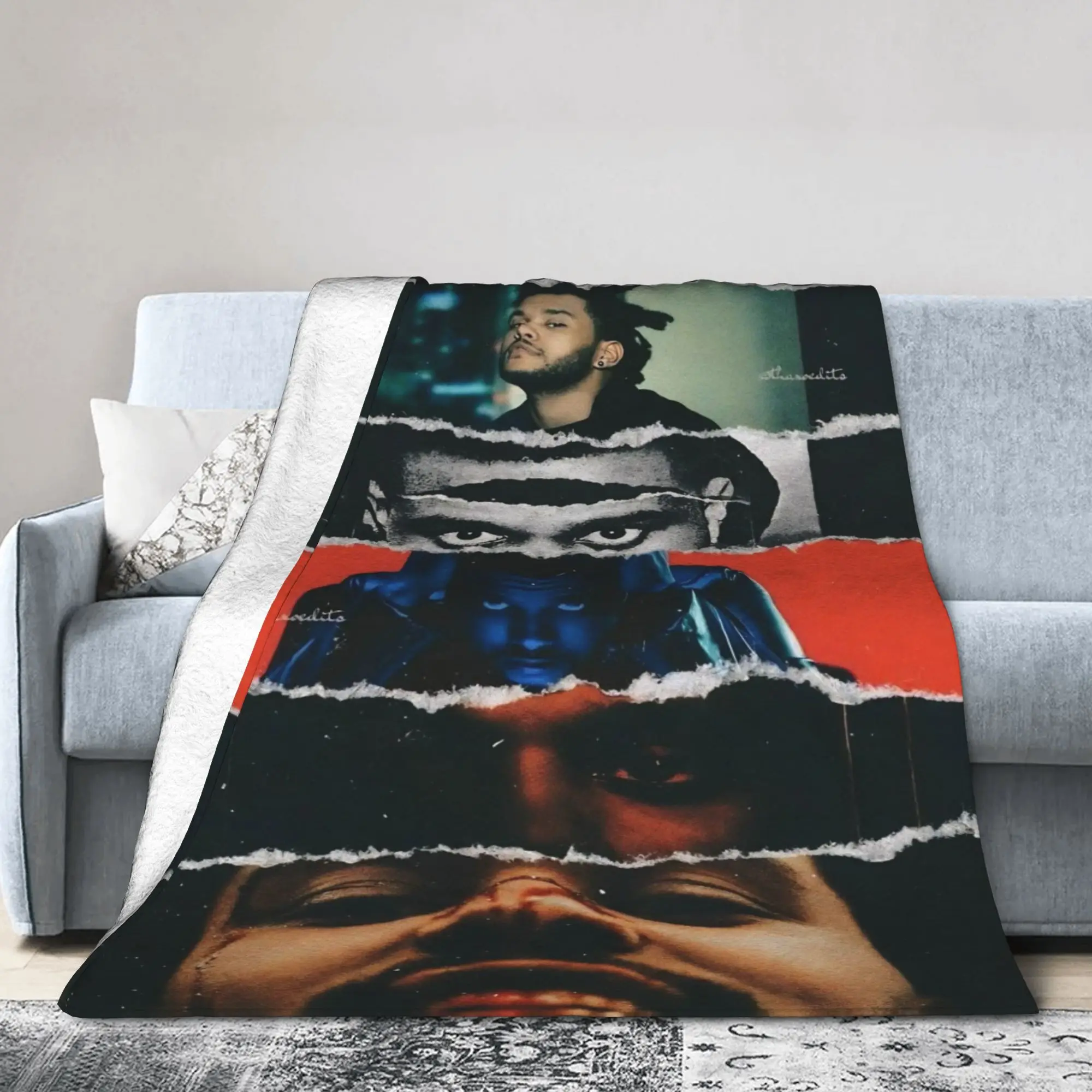 The Weeknds Rapper Singer Flannel Blanket New Album Hurry Up Tomorrow Warm Soft Throw Blanket for Bedspread Sofa Bed Cover