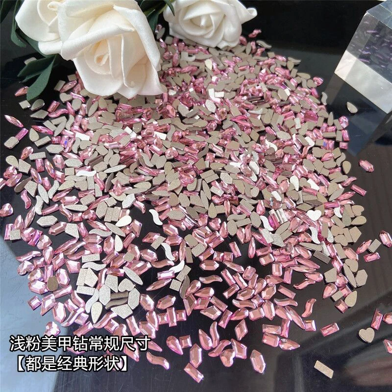 100 pz rosa chiaro di forma diversa multicolore cristallo elegante strass 3D Manicure Nail Art decorazione Charms gioielli