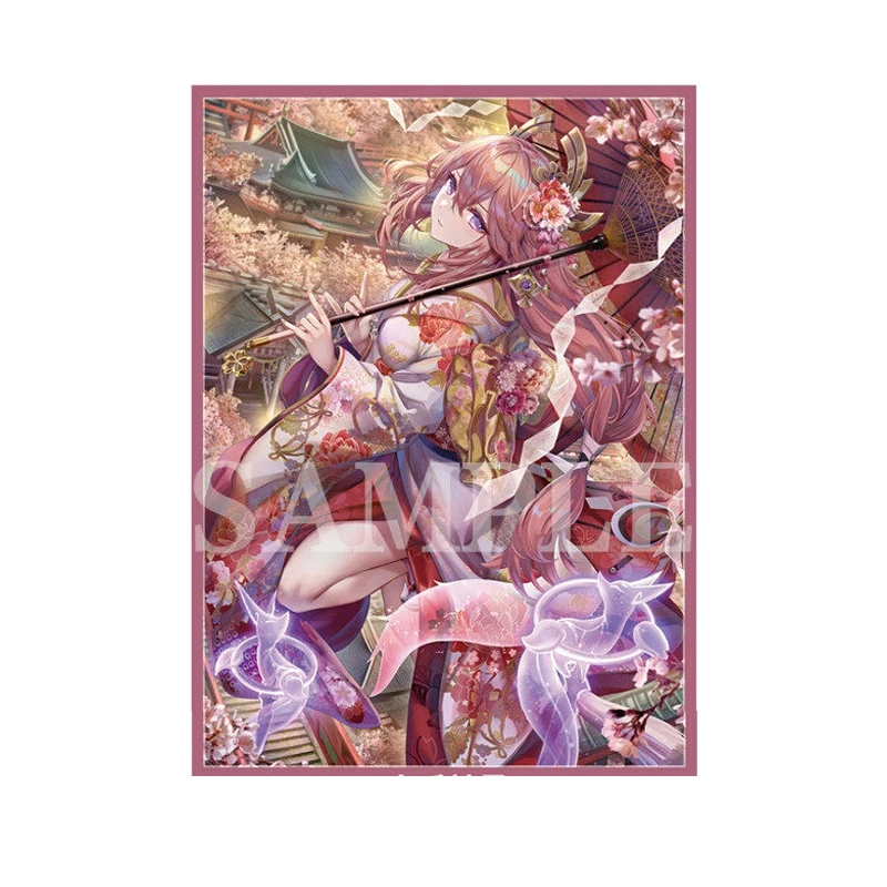 60Pcs/set 67X92Mm Diy Self Made Genshin Impact Yae Miko Card Sleeves Color Flash Yae Miko Card Protective Cover Gift Toys