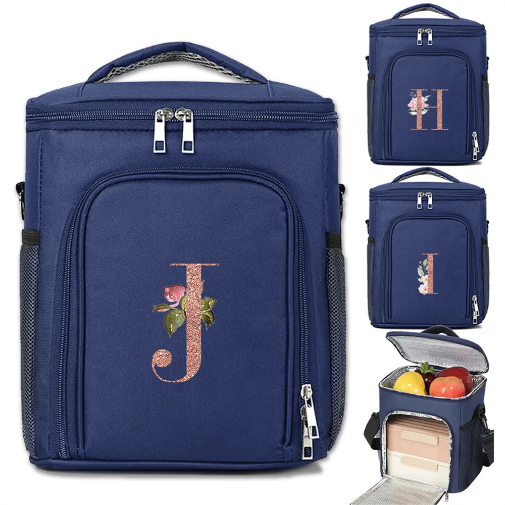 Cooler Bag Portable Lunch Bag Rose Gold Series Food Thermal Box Durable Waterproof Office Lunch Box Bilayer Insulated Case