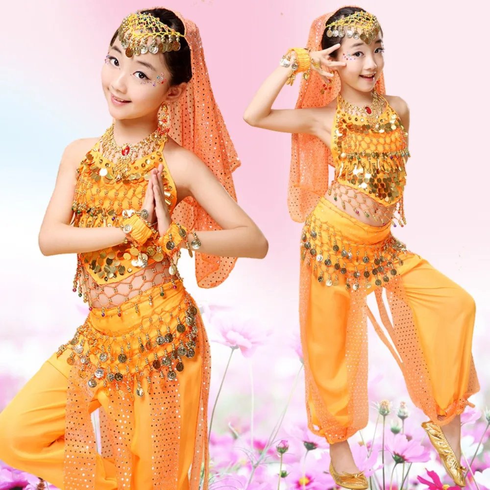 New Design Kids Indian Dance Costume Set - Bollywood Belly Dance Outfit for Children's Xinjiang & Tianzhu Performances