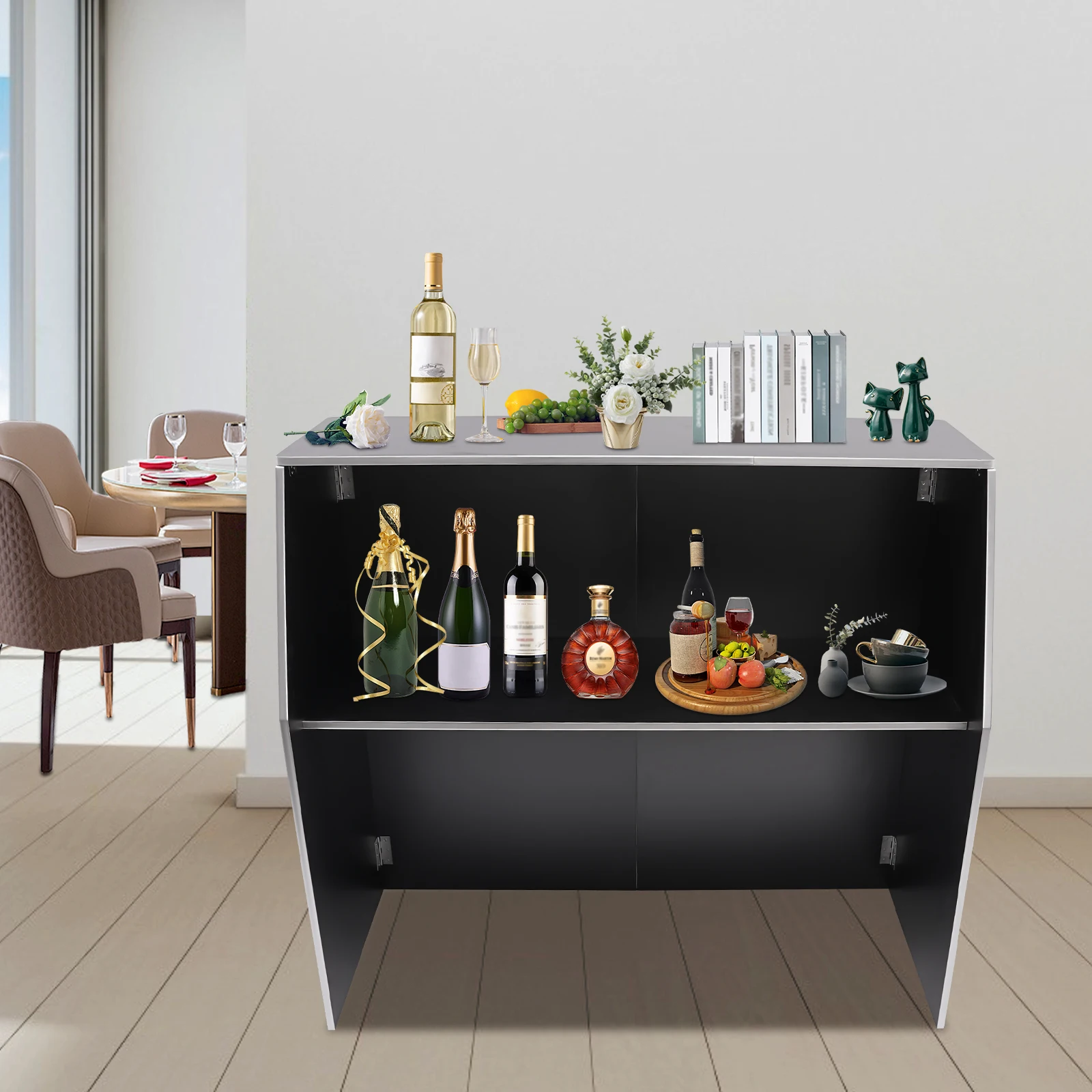 Freestanding Wine Racks & Cabinets, High-Quality Ecological Board and Aluminum, 110lbs Load Capacity, Foldable Design,