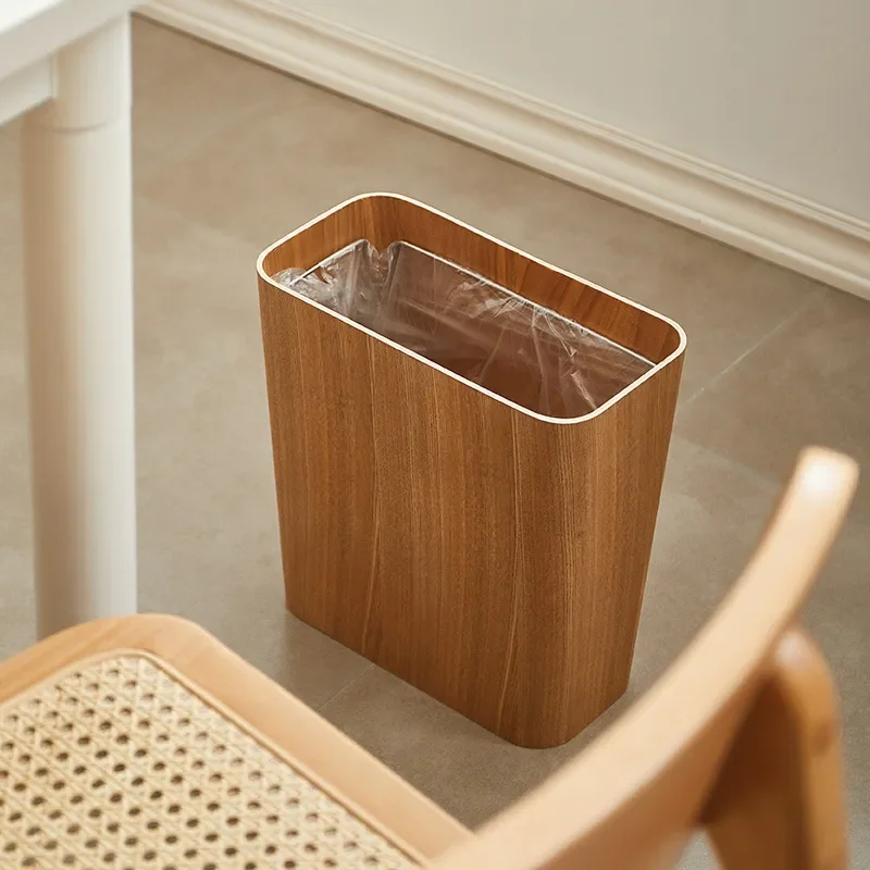 Soft Solid Wood Storage Bucket Simple Creative Ins Style Paper Basket Hotel Homestay Household Trash Can Wastebasket