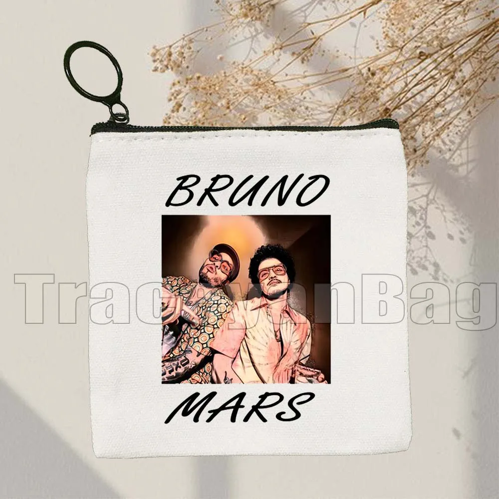 Vintage BRUNO MARS PORTRAIT Live the Moment Rock 'n' Roll Time Traveler ผ้าใบเหรียญกระเป๋าสแควร์คีย์การ์ดกระเป๋ากระเป๋าสตางค์กระเป๋า
