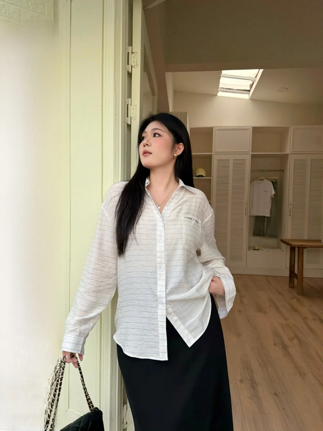 

NINI ONE: Модный женский кардиган в корейском стиле, свободный крой, в полоску, дышащий, с эффектом стройности, с длинными рукавами