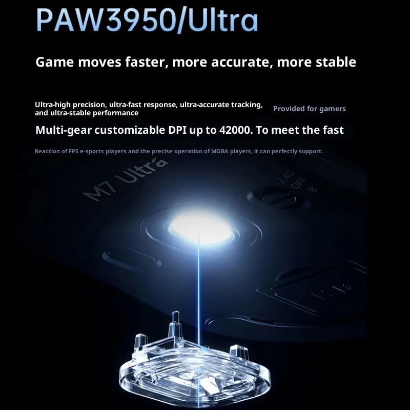 Mouse da gioco wireless MCHOSE M7 Ultra Tri-Mode ergonomico PAW3950 Super sensore doppio 8K leggero Esports Bluetooth per PC