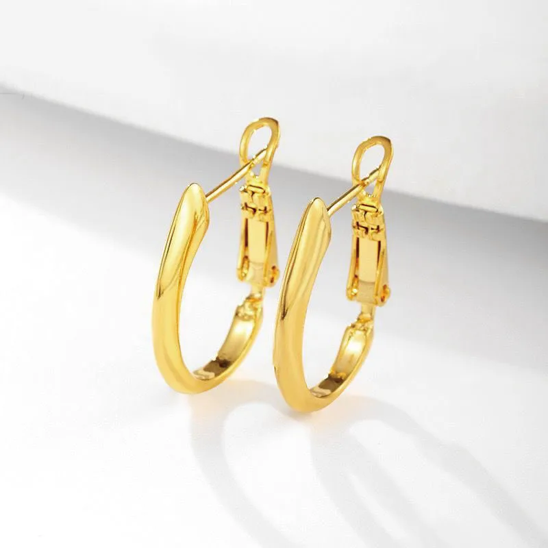 لا حجر السلس هوب أقراط للنساء ، مجوهرات مطلية بالذهب الخالص ، XP ، والأزياء ، وسعر الجملة ، 2.4 سنتيمتر #5