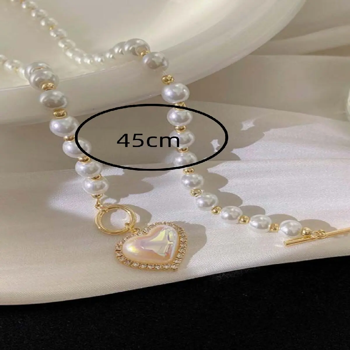 Elegant Pearl Necklace For Women Heart Pendant Necklaces Luxury Imitation Pearls Chain Necklaces Korean Jewelry Girls Gifts-7226