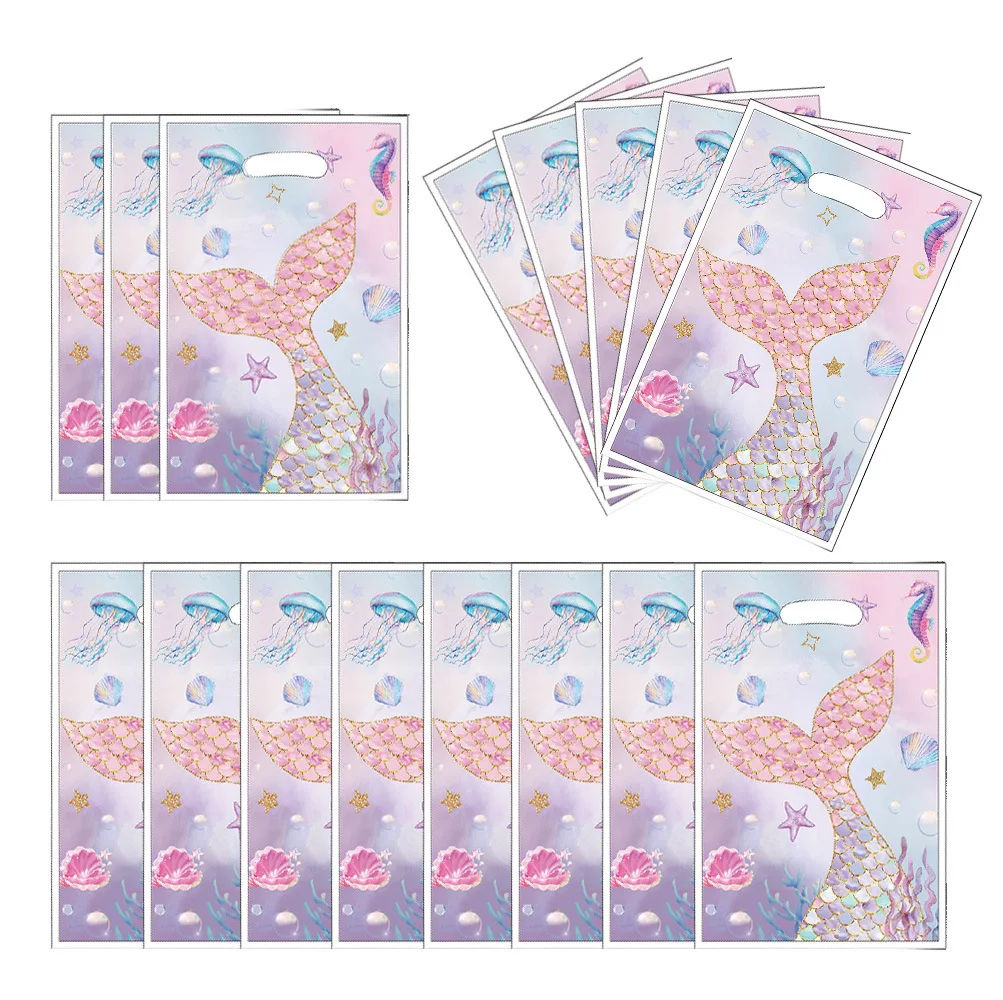 10/20/30pcs/lot Mermaid Tail Theme Kids Girls Favors Happy Birthday Party Gifts Surprise Candy Bags Decorations Loot Bags