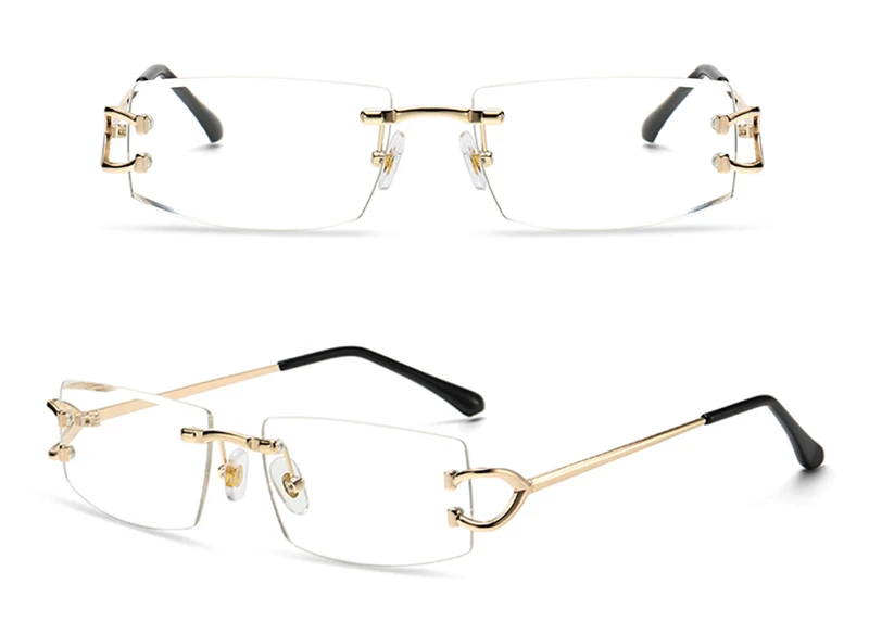 Peekaboo Randlose Sonnenbrille für Damen, Metall, Unisex, quadratische Sonnenbrille für Herren, UV400, Braun, Grau, Blau, Dekoration, weiblich, 2024 – Detail 10