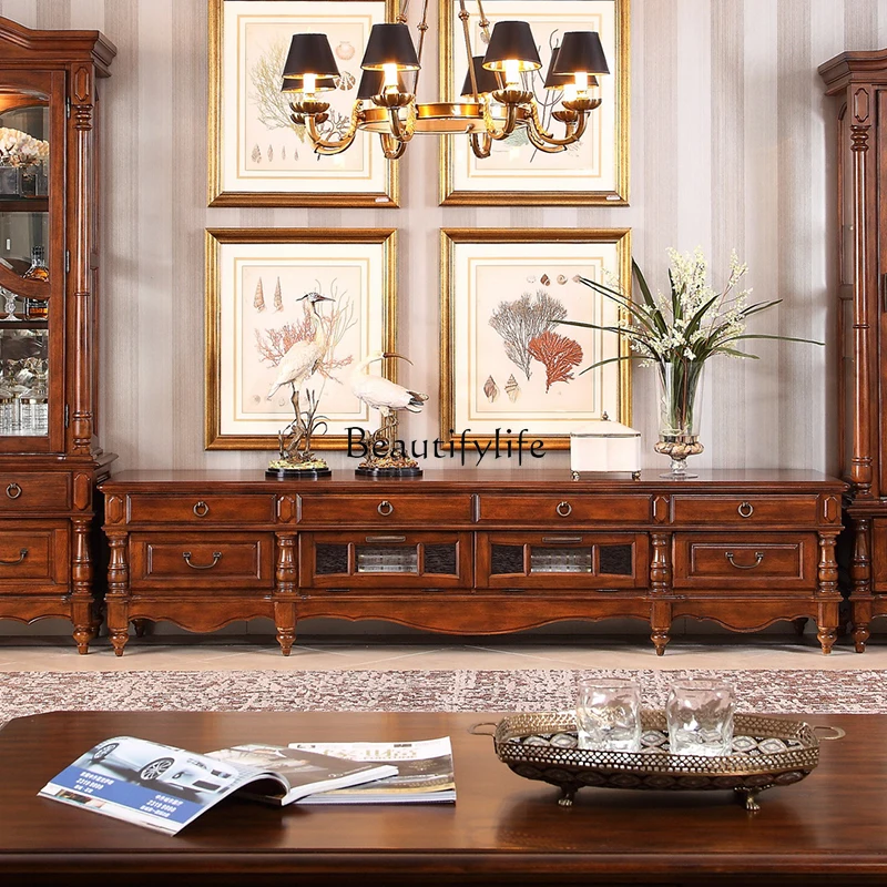 خزانة منزلية أمريكية مجوهرات خزانة عرض تلفزيون بسيطة من الخشب الصلب