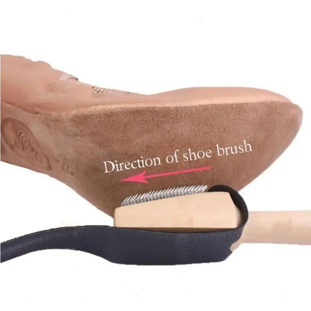 Wooden Suede Sole Wire Shoe Brush With Protector Cover Durable Ballet Shoe Wire Brush Stainless Steel Brush Head Practical