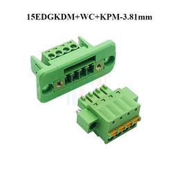 Screw-Free 15EDGKDM-3.81mm Picth,Wall Terminal Set 2P-24P Panel Fixed through with Spring Plug for Easy Installation
