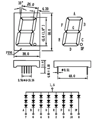 10 Stück gelb 1,8 Zoll 1 Bit 7 Segment LED-Anzeige 1.8 "1,8 in Digital röhre Kunststoff Metall gemeinsame Anode