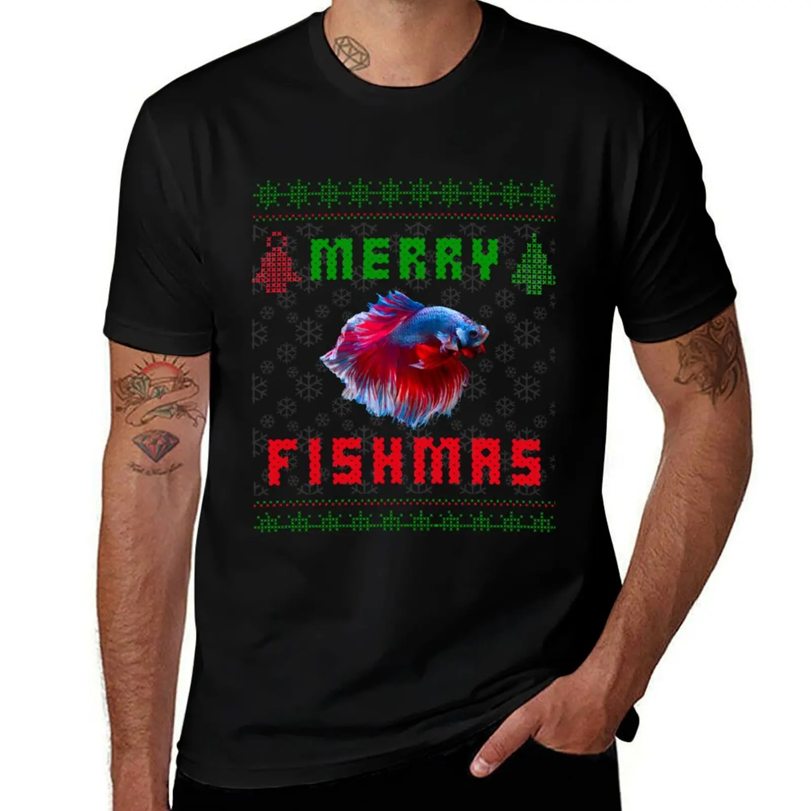 Betta Fish Siamese Fighting Fish Christmas Sweater T-Shirt Plus Size Everyday Tee Shirt