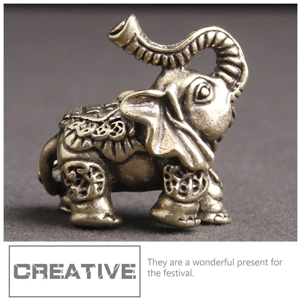 

2Pcs Brass Couple Elephant Decor Chic Creative Desktop Adornment Unique Gift Festival Brass Adornment Crafts Decor