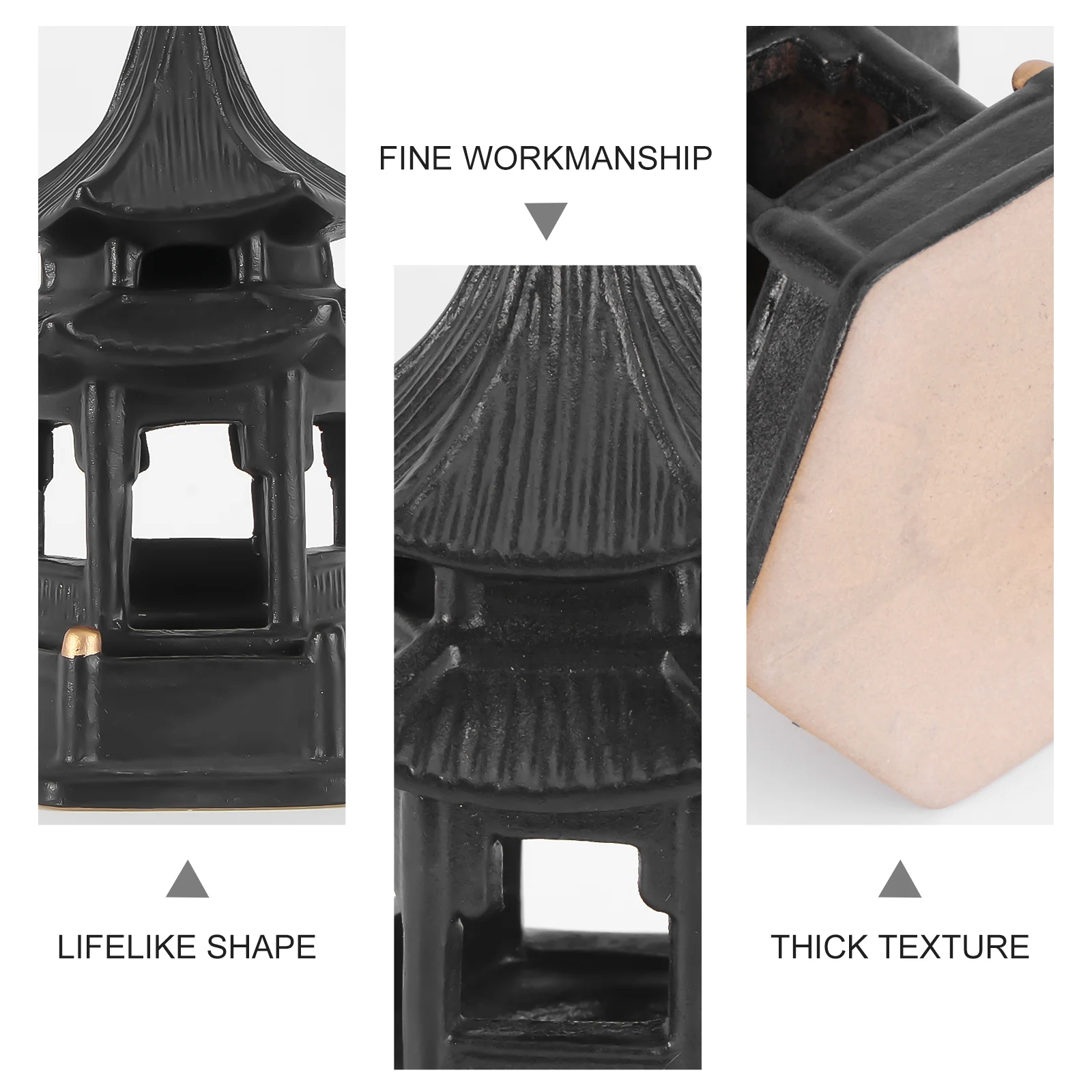 

1Pcs Hexagon Pavilion Mini Pavilion Ceramic Craft Black Creative Micro Landscape Bonsai Desktop Gardening Landscaping Decor