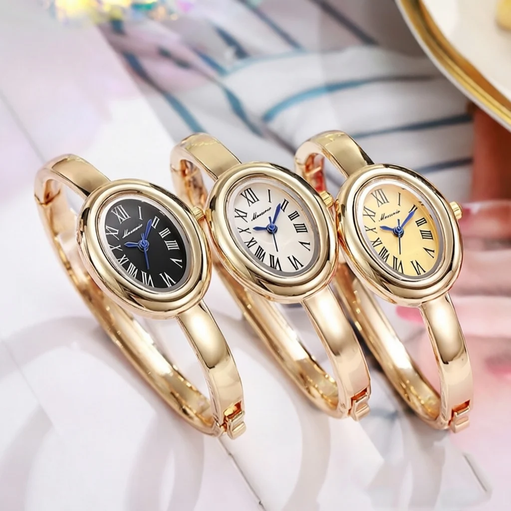 Famous Brand Women Watch Stainless Steel Strap Gold Watch Fashion Bathtub Shaped Dial Ladies Girl Gift Wristwatches Wholesale