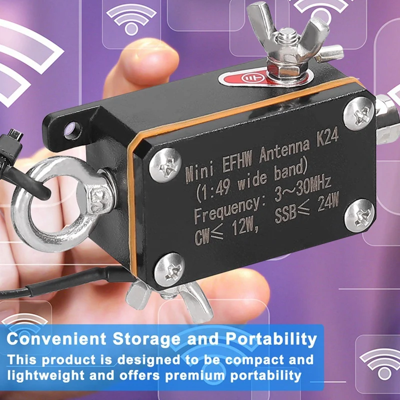 Antena de onda corta Antena EFHW de bolsillo K24 3-30MHz Banda de frecuencia Antena de onda corta Antena de media onda con extremo de banda ancha