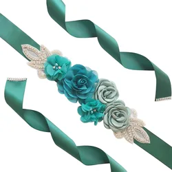 Fashion Womens Rose Flowers With Rhinestone Cummerbunds Wedding Party Evening Belt