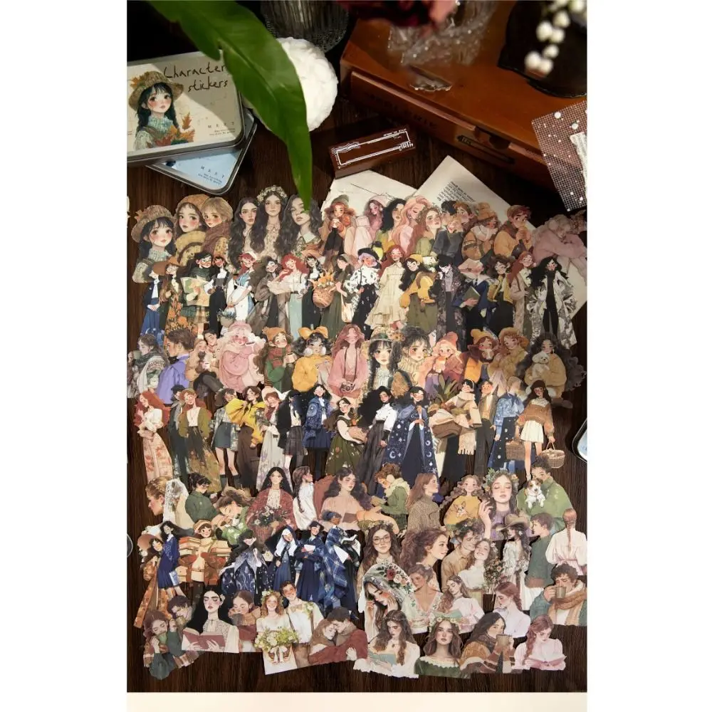 

100 шт. новые наклейки из материала ручной работы, сделай сам, ретро, ручная бумага, тема персонажа, альбом для вырезок