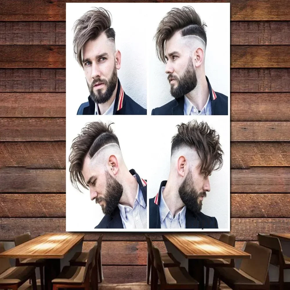 Men's Business Hairstyle Banner Wall Hanging Flag Hairstyling Poster Digital Printing Barber Shop Wall Art Tapestry Indoor Decor