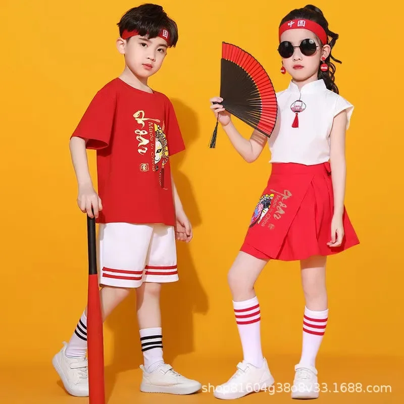 

Chinese style cheerleading martial arts performance costumes for boys and girls at the opening ceremony Children's cheerleading