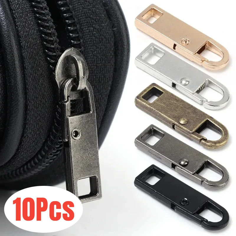 10/1Pc Universal Metal Zipper Pull Tap Replacement Instant Repair Zipper Head Puller for Clothing Bags DIY Sewing Zipper Sliders