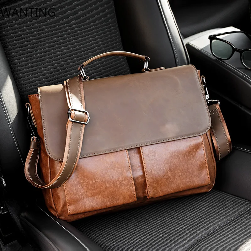 

Vintage Messenger Bag Men Handbag Fashion Business Briefcase Men's Messenger Bags Large Capacity Laptop Crossody Bag Satchels