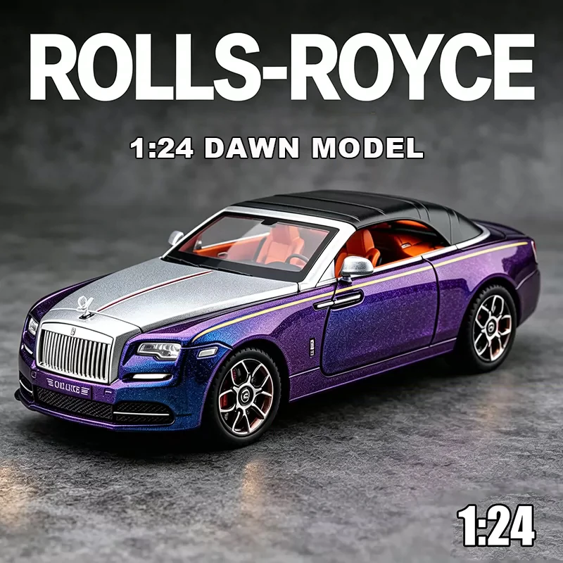 1:24 Rolls-Royce Dawn Car Model Toy Doors Opened Sound Light Models Shock Absorption Front Wheel Steer Vehicle Unique Presents