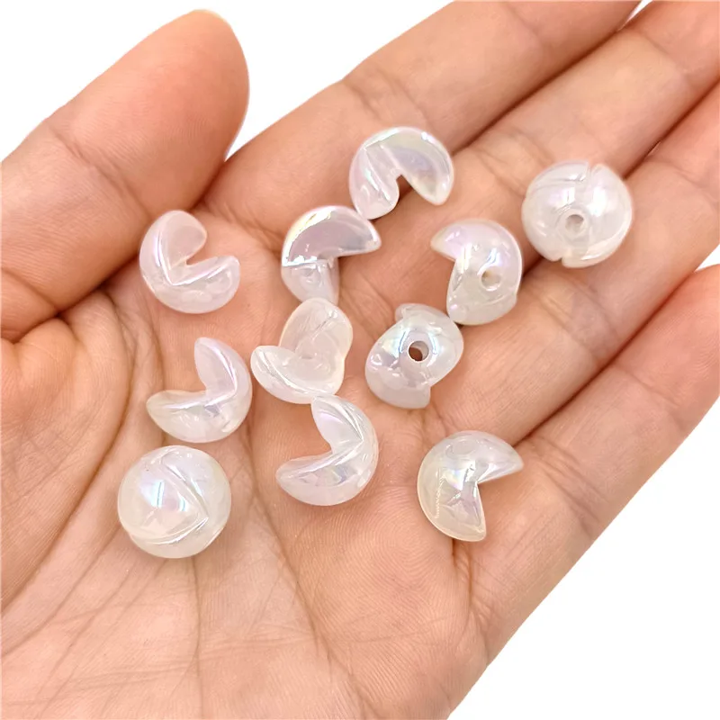 10Pcs Acrylic Creative AB White Bowknot Flower Leaf Loose Beads DIY Pendants for Jewelry Making Accessories Bracelet Earrings